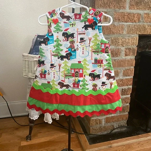 Dresses | Handmade Infant Girls Christmas Print Dress Size 18 Months |  Poshmark